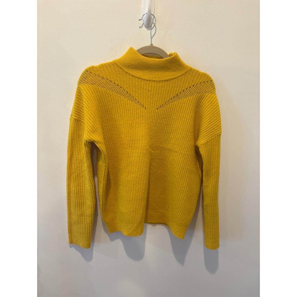 TULAROSA Mustard Yellow Mock Neck Ribbed Knit Sweater XXS